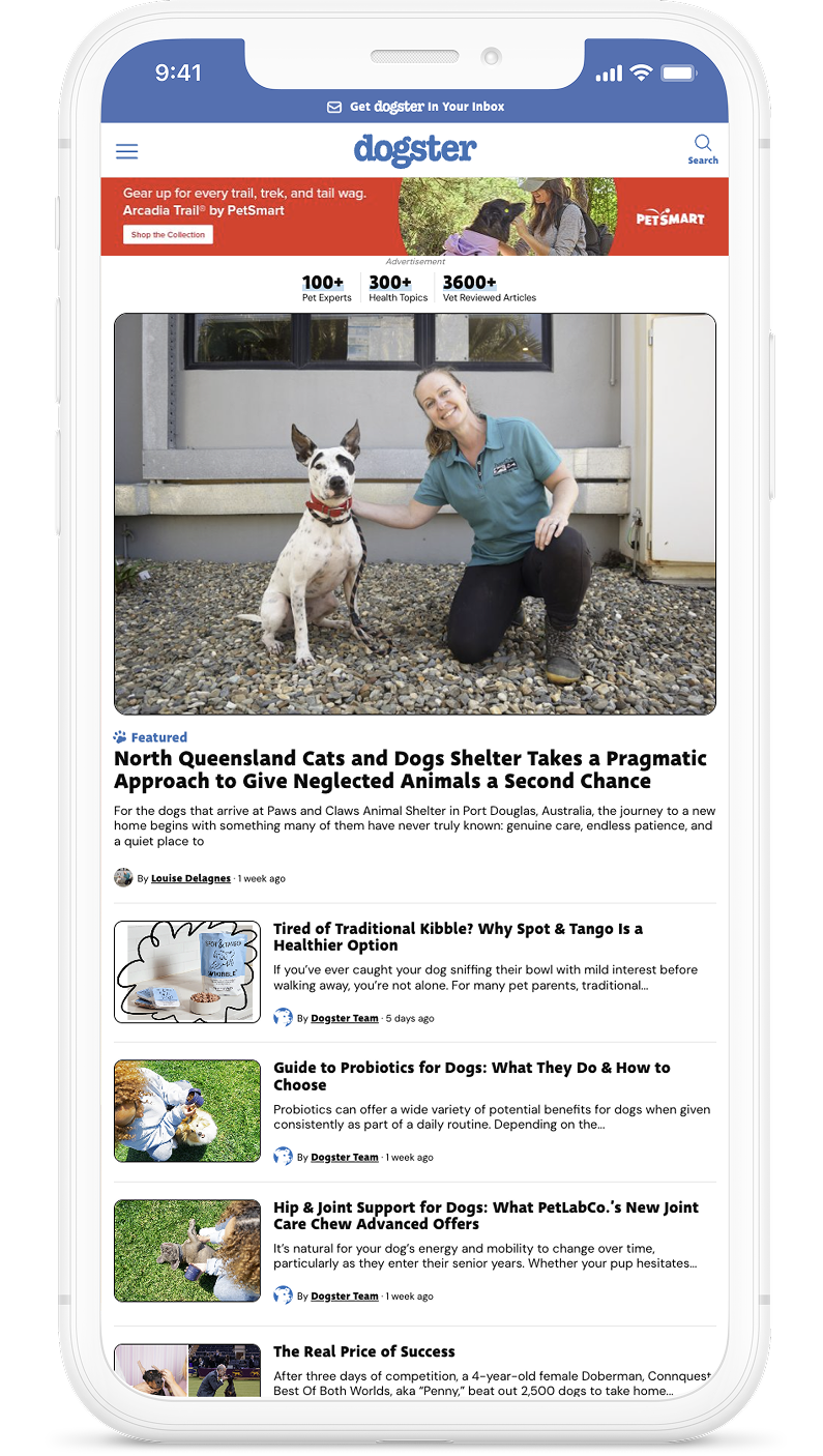 The Dogster app on a phone