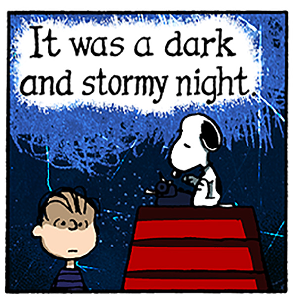 snoopy writing dark and stormy night