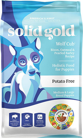 4 Solid Gold Wolf Cub Bison & Oatmeal Puppy Formula Dry Dog Food