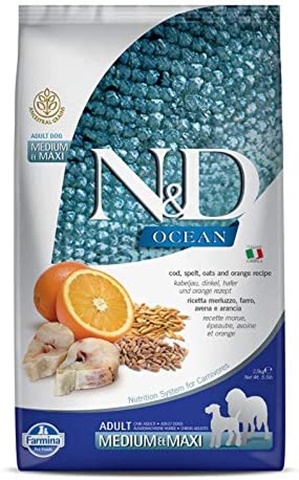 Farmina N&D Ocean Codfish & Orange Ancestral Grain Medium & Maxi Adult Dry Dog Food