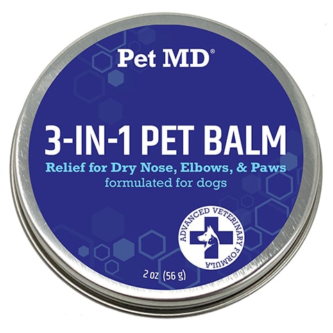 Pet MD Paw Balm 3-in-1 Nose Snout & Elbow Moisturizer & Paw Protectors Paw Wax with Shea Butter, Coconut Oil, & Beeswax for Dogs, 2-oz jar