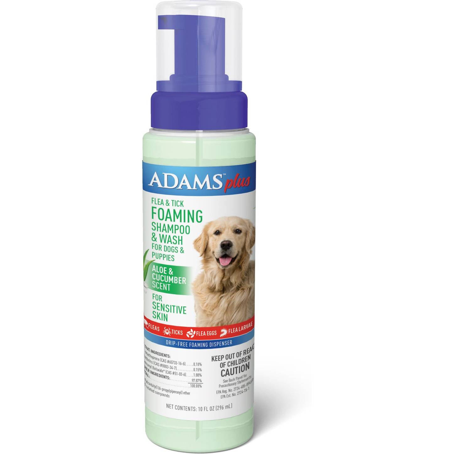 Adams Plus Flea & Tick Aloe & Cucumber Scent Foaming Dog Shampoo (1)