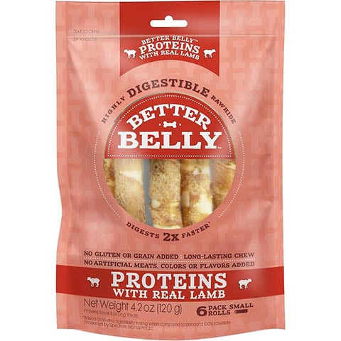 Better Belly Proteins with Real Lamb Flavor Rawhide Roll Dog Treats