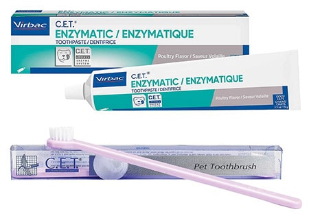 Bundle Virbac C.E.T. Enzymatic Poultry Flavor Dog & Cat Toothpaste, 70 gram + Virbac C.E.T. Dog & Cat Toothbrush, Color Varies