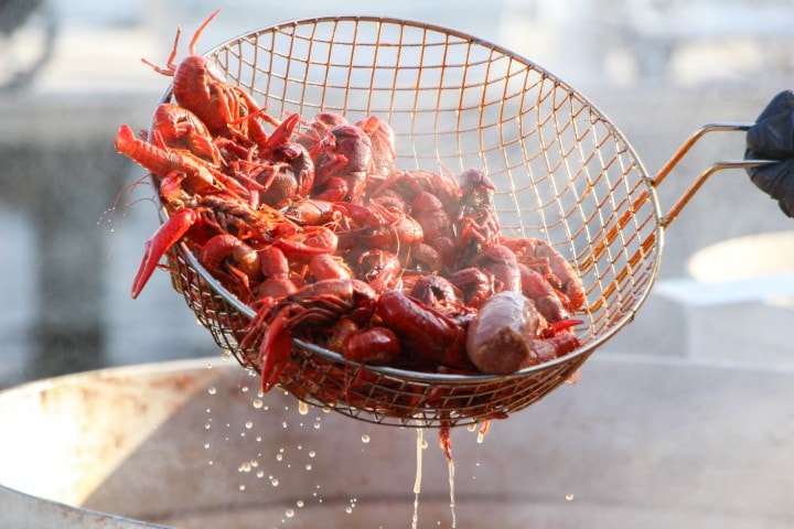 Crawfish cooked in boiling water