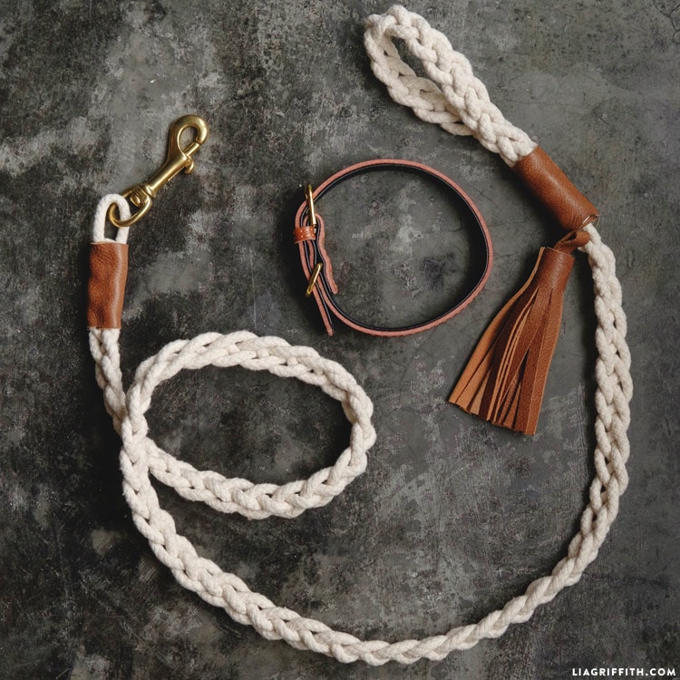 DIY Braided Rope Leash with Leather Details