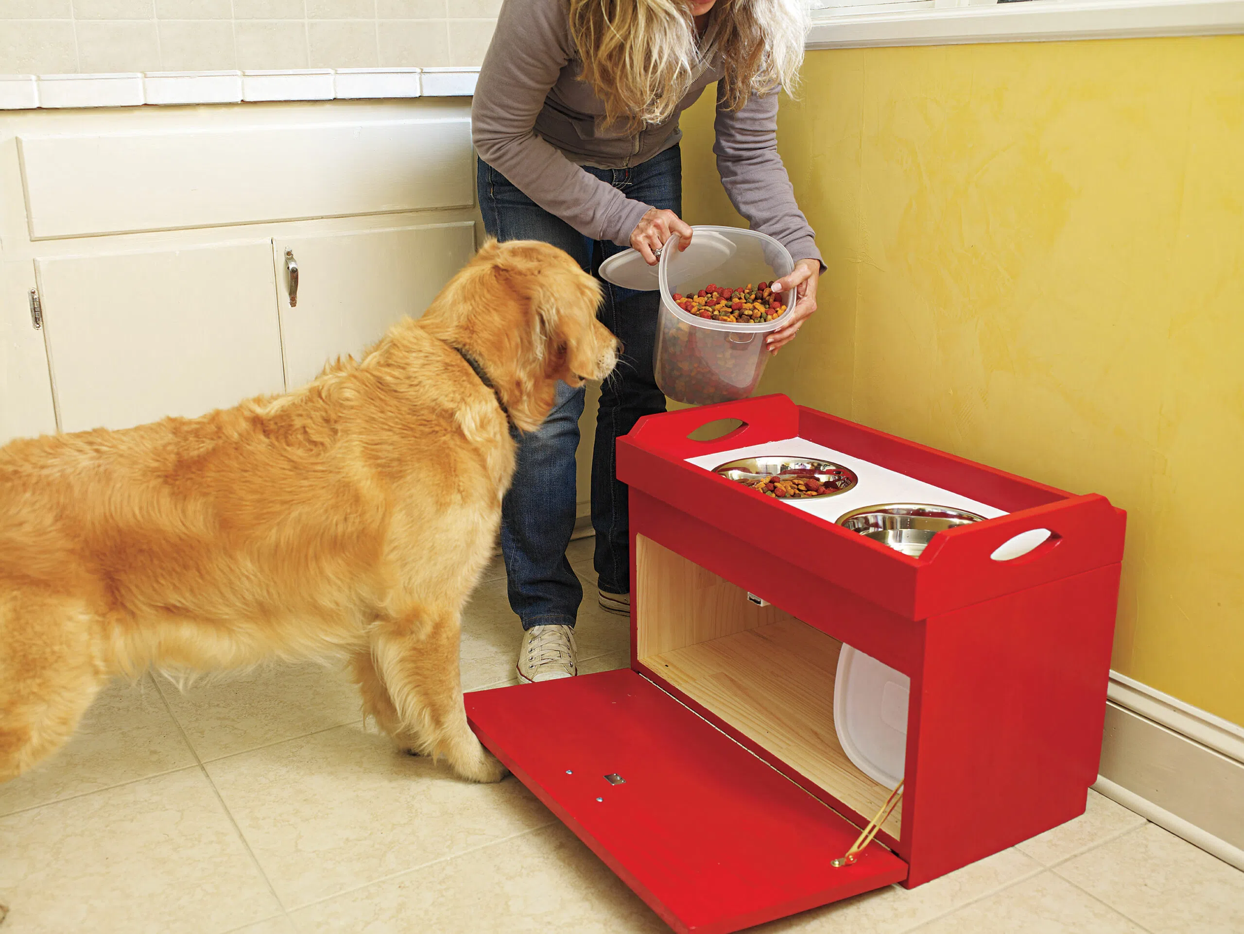 DIY Dog Feeding Station With Storage