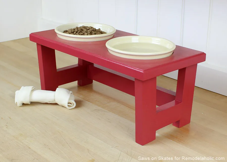 DIY Dog Food Bowl Stand for Small Dogs by Remodelaholic