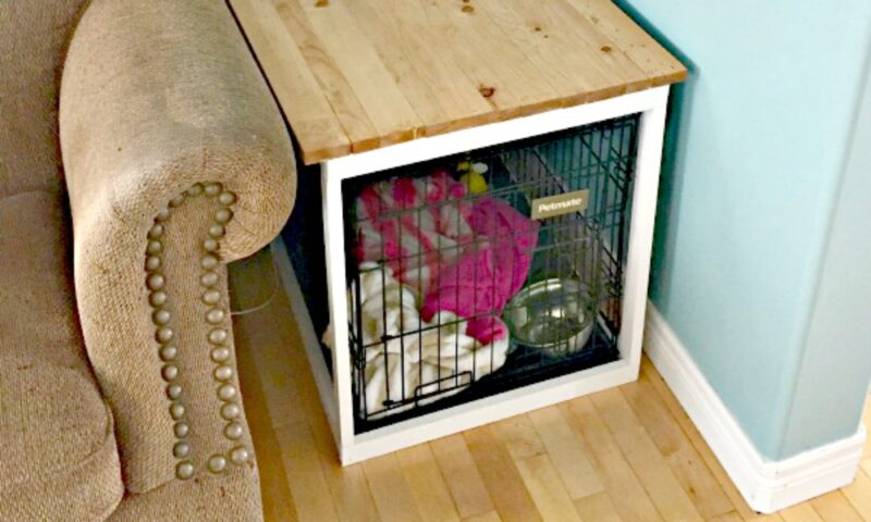 DIY Removable Wooden Dog Crate Cover