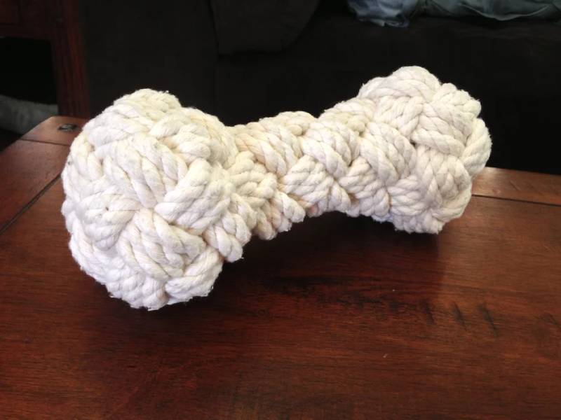 DIY woven rope bone dog toy