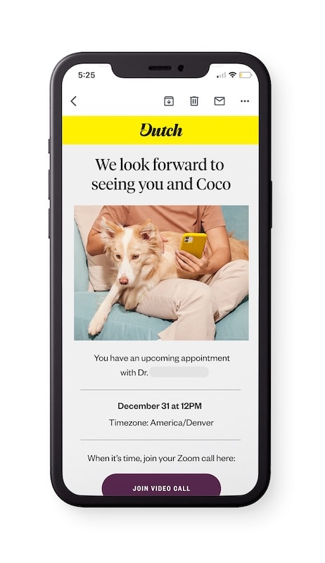 Dutch appointment confirmation email on phone