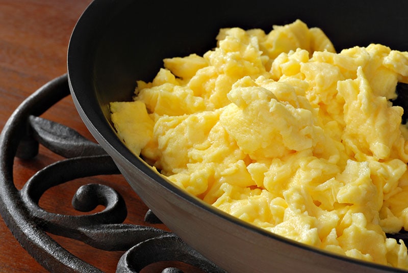 Freshly prepared scrambled eggs