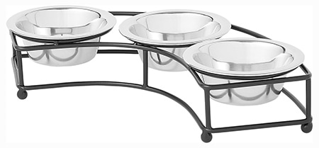 Frisco Curved Triple Feeder Stainless Steel Dog & Cat Bowl