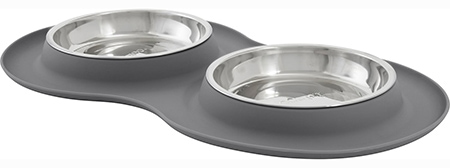 Frisco Double Stainless Steel Dog & Cat Bowl with Silicone Mat