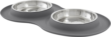 Frisco Double Stainless Steel Pet Bowl with Silicone Mat