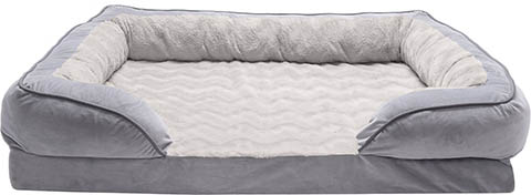 FurHaven Velvet Waves Perfect Comfort Cooling Gel Bolster Cat & Dog Bed w:Removable Cover