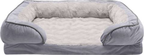 FurHaven Velvet Waves Perfect Comfort Memory Foam Bolster Cat & Dog Bed w_Removable Cover