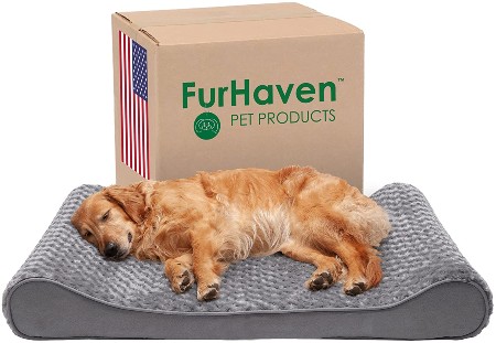 Furhaven Pet Plush Ergonomic Orthopedic Dog Bed