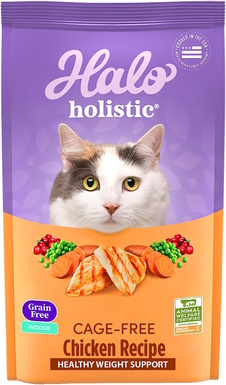 Halo Holistic Indoor Cat Food Dry, Grain Free Cage-free Chicken Recipe