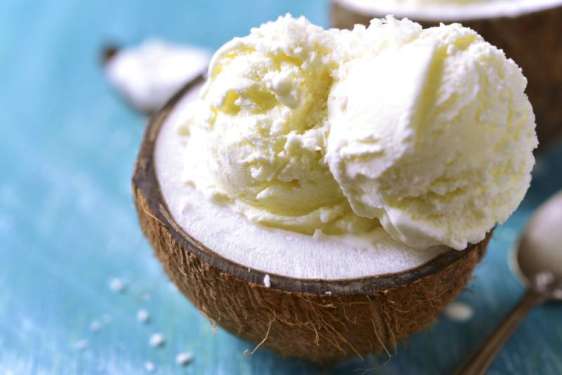 Ice cream in a coconut