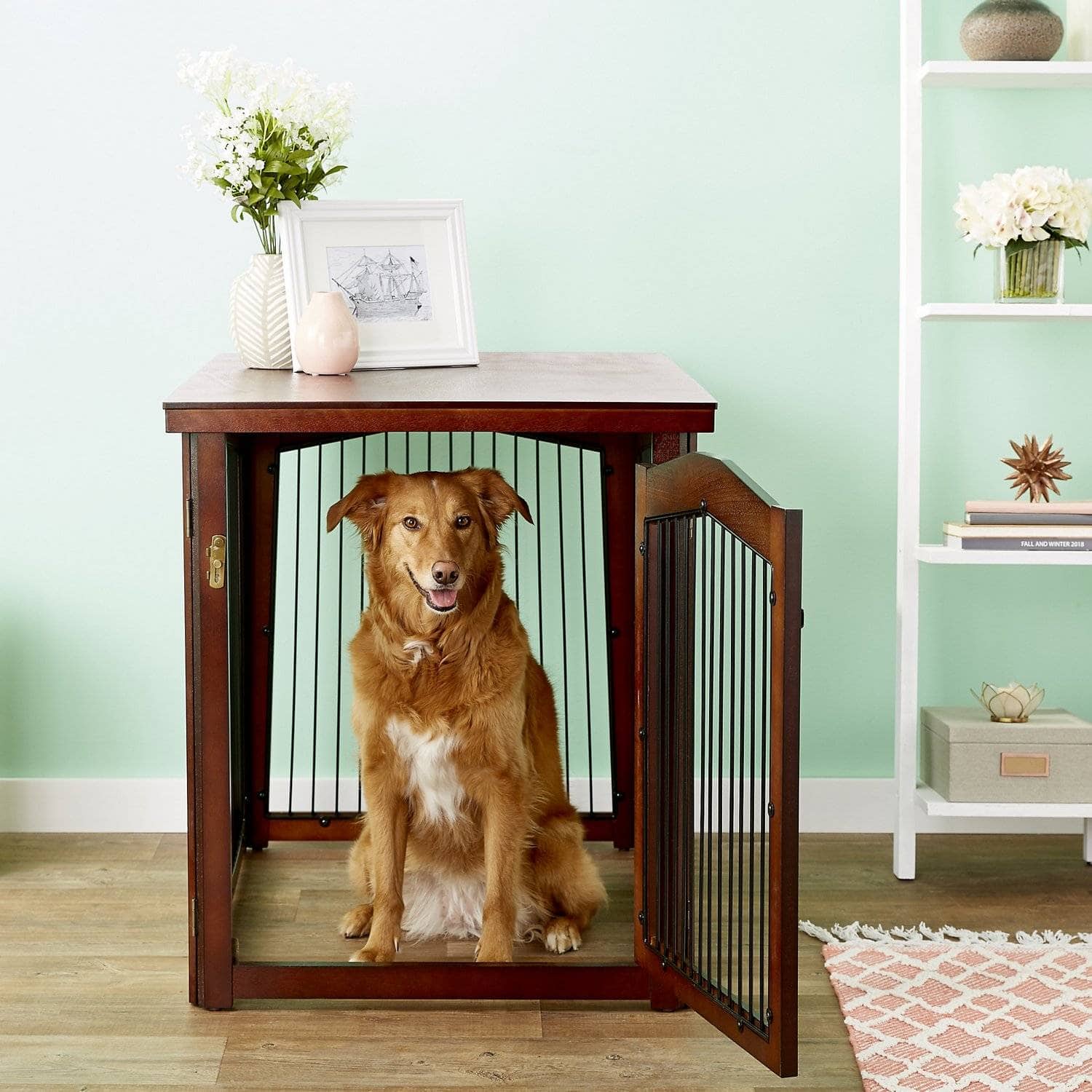 Merry Products 2-in-1 Configurable Furniture Style Dog Crate & Gate (1)