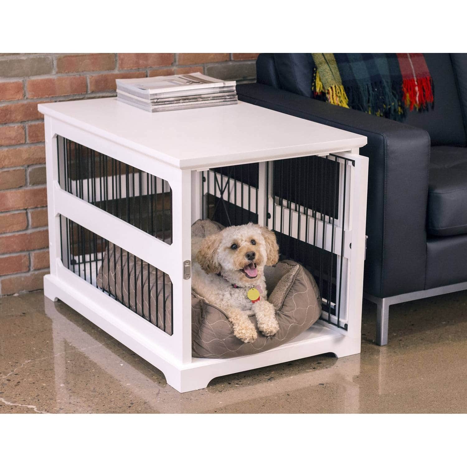 Merry Products Slide Aside Single Door Furniture Style Dog Crate & End Table (1)