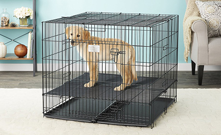 MidWest Double Door Collapsible Wire Puppy Crate with Floor Grid