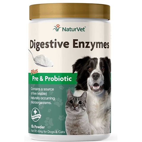 NaturVet Digestive Enzymes Plus Probiotic Powder Digestive Supplement