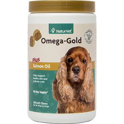 NaturVet Omega-Gold Plus Salmon Oil Soft Chews Skin & Coat Supplement for Dogs