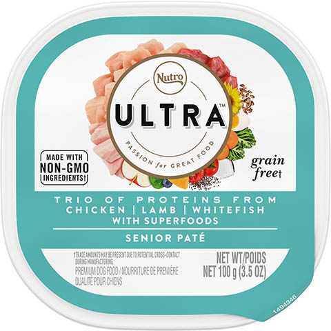 Nutro Ultra Grain-Free Trio Protein Chicken, Lamb & Whitefish Pate with Superfoods Senior Wet Dog Food