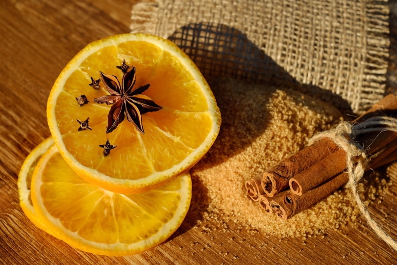 Orange slices with cinnamon, anise and cloves