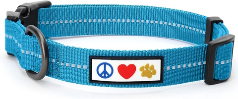 Pawtitas Recycled Dog Collar with Reflective Stitched Puppy Collar