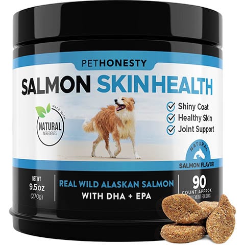 PetHonesty Salmon Skin Health Salmon Flavored Soft Chews Skin & Coat Supplement for Dogs