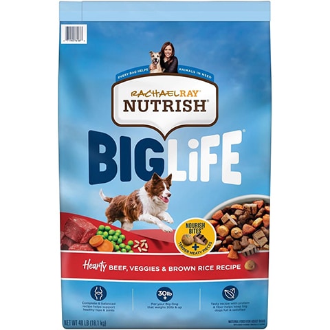 Rachael Ray Nutrish Big Life Large Breed Hearty Beef, Veggies & Brown Rice Recipe Dry Dog Food