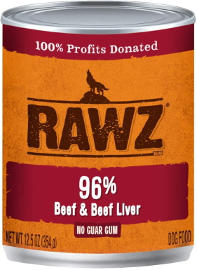 Rawz 96% Beef and Beef Liver Canned Food for Dogs