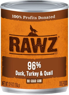 Rawz 96% Duck, Turkey and Quail Canned Food for Dogs