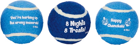 Rite Lite CHEWDAICA TM, Set of 3 Chanukah Tennis Balls Dog Toy