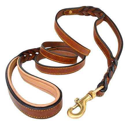 Soft Touch Collars Leather Braided Dog Leash