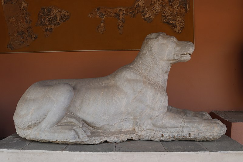 ancient statue of Molossian Hound dog