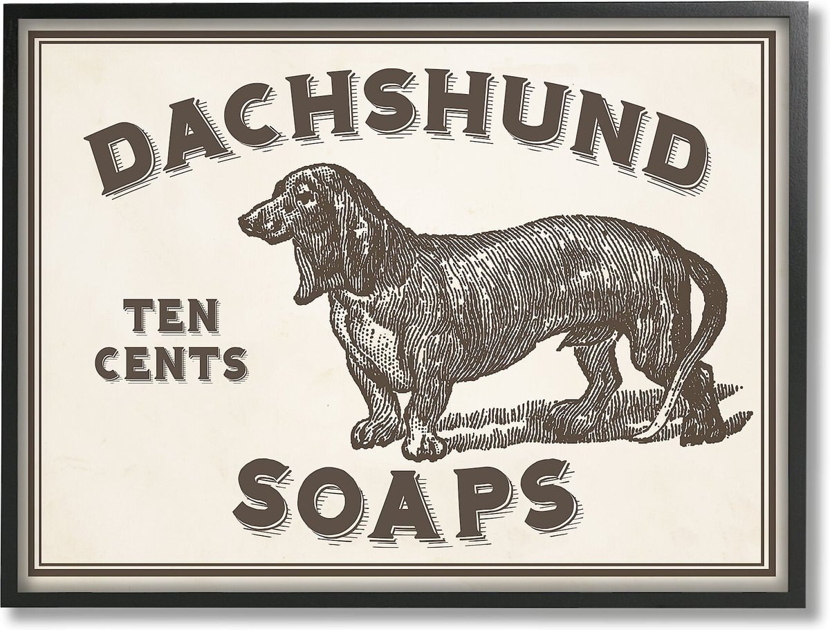 Stupell Industries Dachshund Soap Vintage Sign Dog Wall Décor