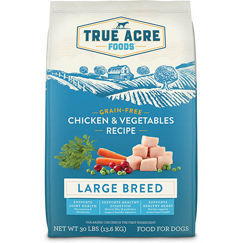True Acre Foods Large Breed Chicken & Vegetables Recipes Grain-Free Dry Dog Food