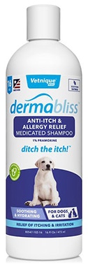 Vetnique Labs Dermabliss Medicated Anti-Itch & Allergy Relief Soothing Oatmeal Shampoo