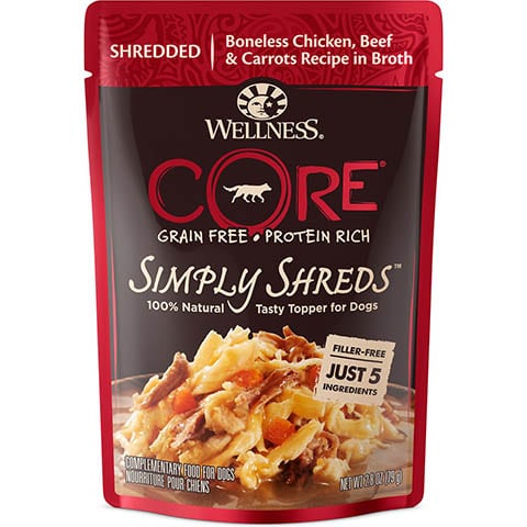 Wellness CORE Simply Shreds Chicken, Beef & Carrots Wet Dog Food Topper