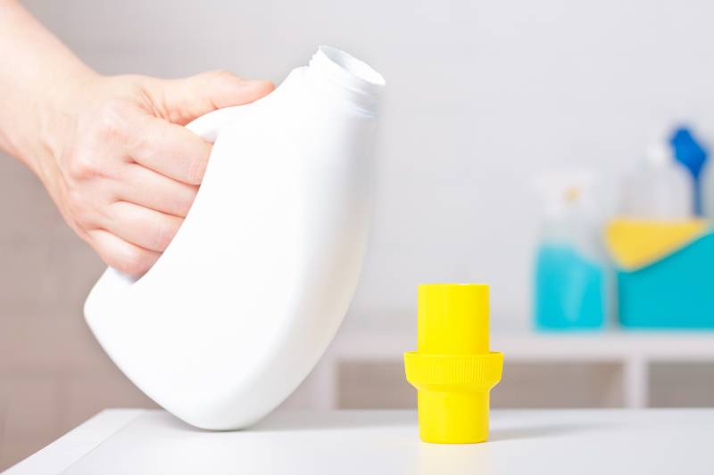 White chlorine bottle with yellow cover mock-up
