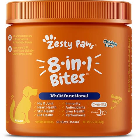 Zesty Paws 8-in-1 Bites Chicken Flavored Soft Chews Multivitamin for Dogs