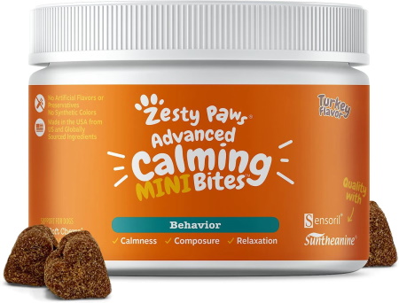 Zesty Paws Advanced Calming Mini Bites Turkey Flavored Soft Chew Calming Supplement for Dogs