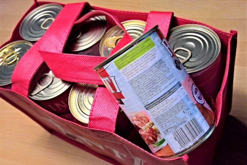 canned dog food in a bag