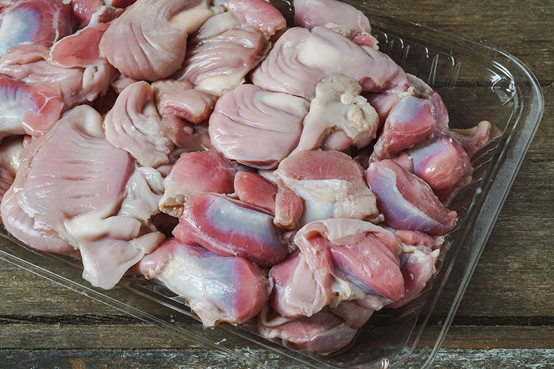 fresh chicken gizzards from the market