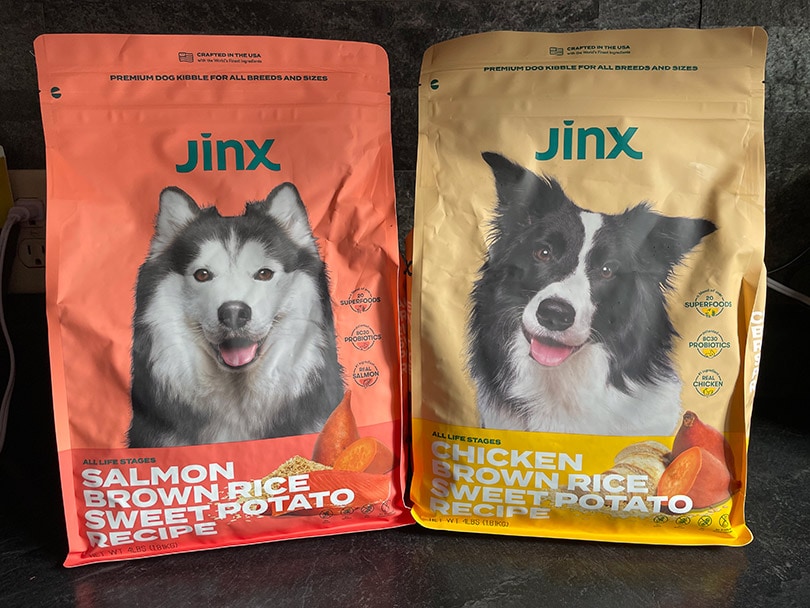 jinx all life stages salmon brown rice and sweet potato recipe and chicken brown rice and sweet potato recipe dry dog food