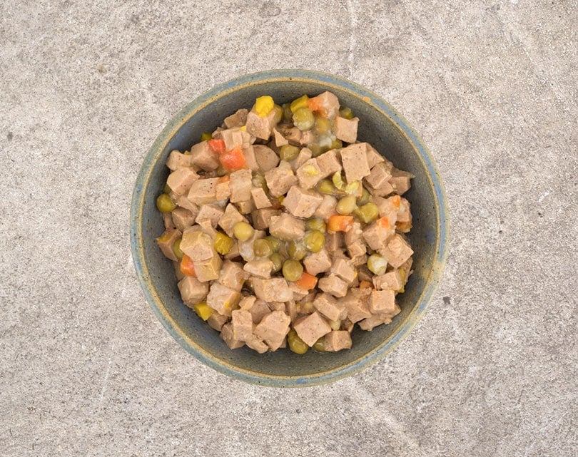 lamb dog food in a bowl